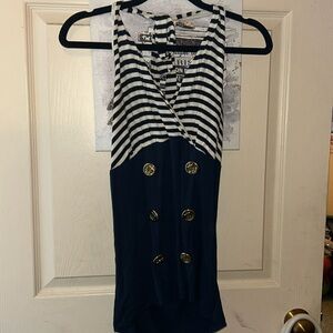 Venus Size 8 (M/L) Blue & White Naval Gold Anchor Detail in Front Halter Ties